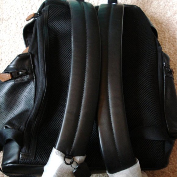 NEW COACH F56543 GUNMETAL BLACK LEATHER TREK BACKPACK + BONUS PENS-$600+VALUE! - Picture 2 of 13